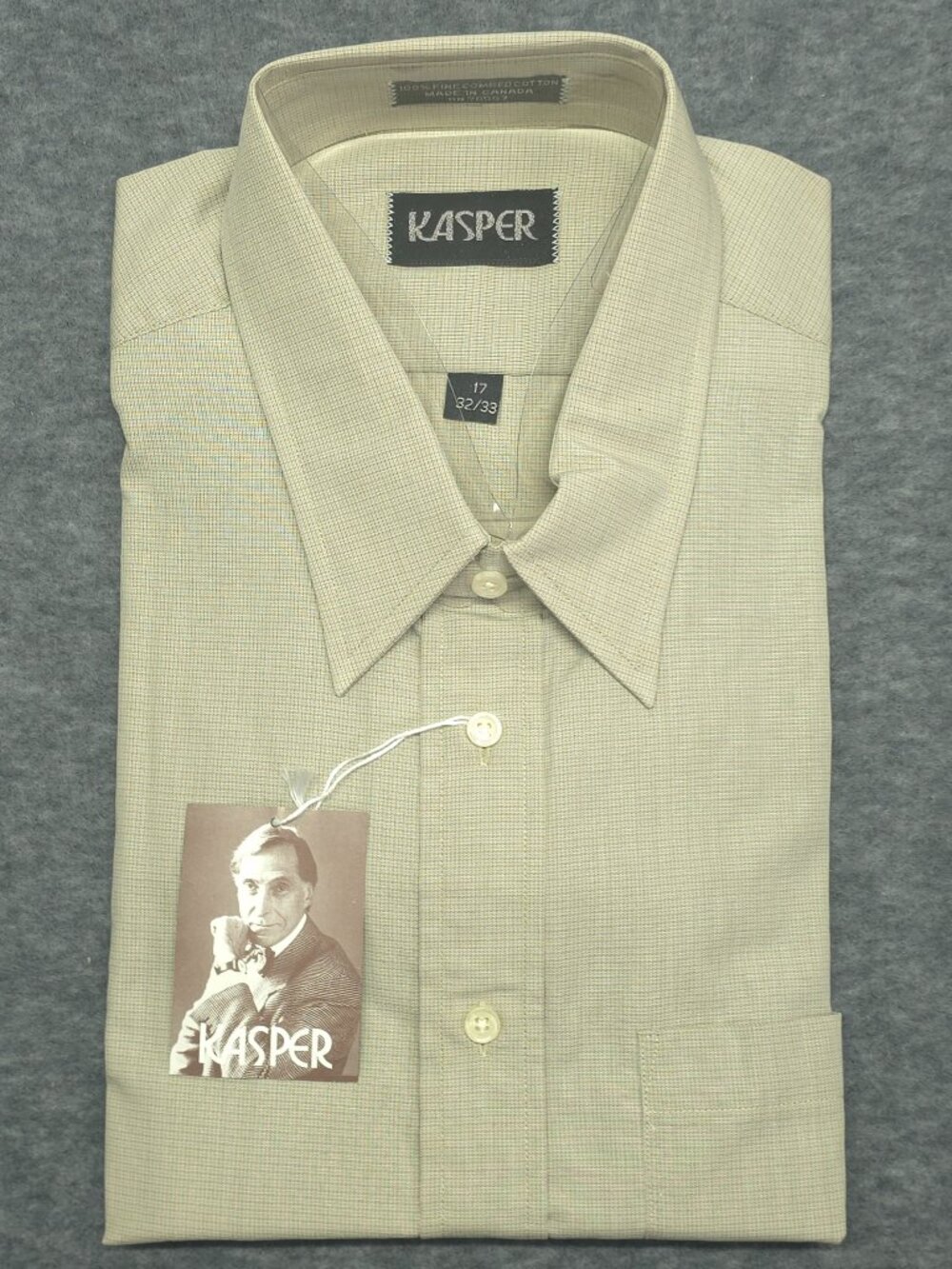 Kasper Men’s Beige Dress Shirt 17 32/33 Made In Canada NWT